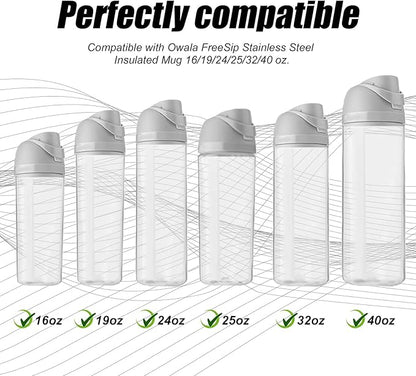 4pcs Water Bottle Seal Circle & 4pcs Replacement Stopper, Silicone O Circle Rubber Lid Gasket Parts for Owala Free Sip 19oz 24oz 32oz 40oz, Cap Mouth Plug Gasket Accessories, BPA-Free (Black)