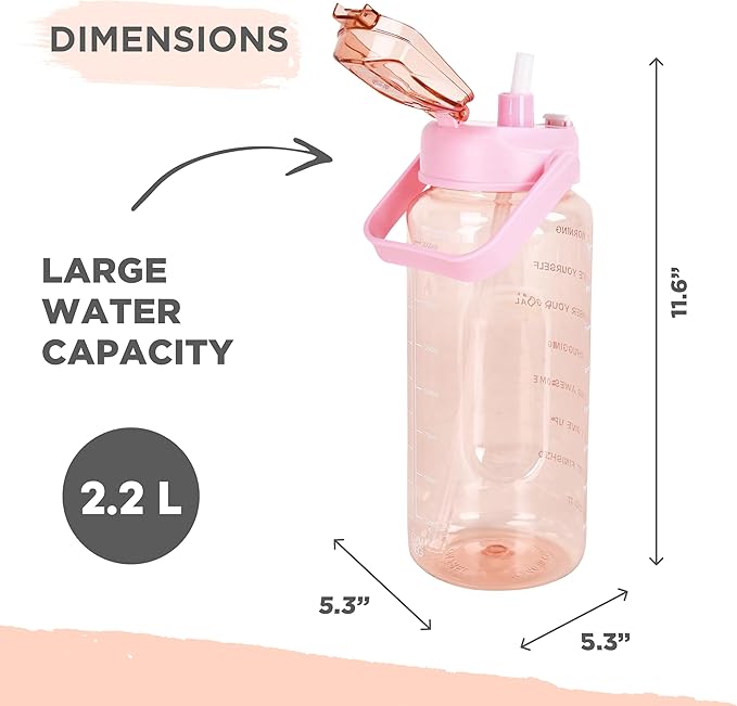 Gym Keg Water Bottle with Carrier - 74 oz Bottle Jug with Neoprene Sleeve - BPA-free & Food-Grade - Leak Proof, Durable Material - Reusable Water Jug for Workouts, Jogging, Travel, Gym - Cherry