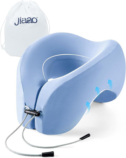 2-in-1 Travel Pillow, Memory Foam U-Shape Airplane Neck Pillow with Storage Bag, Napping Pillow Relax Arms, Ideal for Airplane, Car, Family and Travel Use-Upgraded