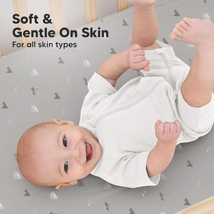 2-Pack Organic Crib Sheets for Boys, Girls - Jersey Fitted Crib Sheet, Baby Crib Sheets Neutral, Crib Mattress Sheet, Cotton Crib Sheets, Breathable Crib Sheet, Baby Mattress Sheets (Savannah)