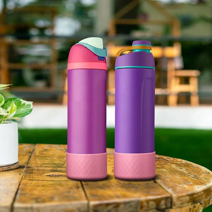 2PCS Silicone Water Bottle Boot for Owala 24oz 32oz 40oz, Anti-Slip Protective Sleeve Bottom Bumper Protector for FreeSip, Twist, and Flip Stainless Steel Water Bottles