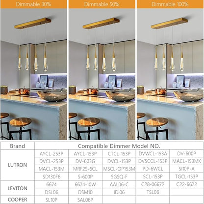 LMQNINE Kitchen Light Fixtures Ceiling Dimmable LED Modern Gold Pendant Light Mini Teardrop Crystal Pendant Light for Kitchen Island Bedroom Hallway Entryway (4-Light) (020)