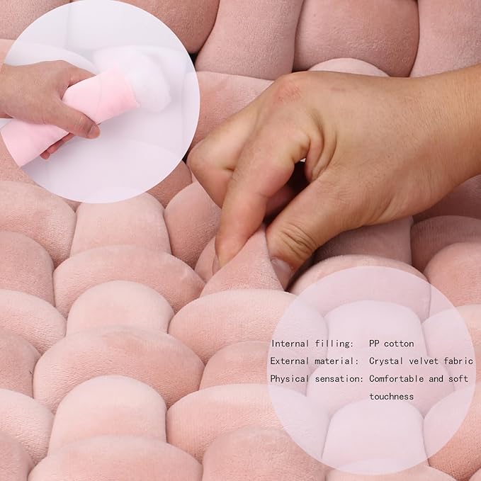 XHJRI Thickened Braided Knot Seat Mat, Knotted Floor Decorative Cushion, Handmade Baby Infant Playing Pad Nursery Rug (27.5 * 31.5 Inch,Beige)