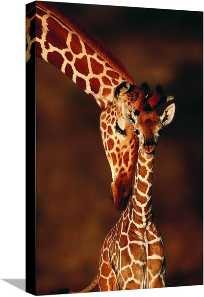 Canvas Wall Art Prints Giraffe and Baby by Lantern Press, Animals Decor, 12" x 18"