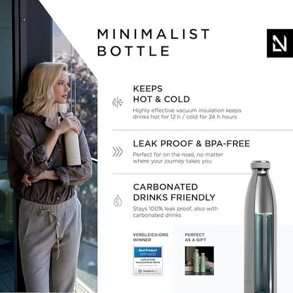 LARS NYSØM Stainless Steel Insulated Water Bottle 12oz 17oz 25oz 34oz 51oz | BPA-free Insulated Thermo Flask for Hot and Cold Beverages | Leakproof Drinking Bottle (Cool Grey, 34oz)