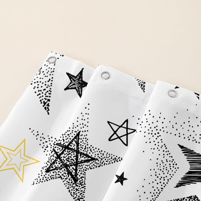 AILONEN Star Shower Curtain, Grey and Gold Tie Dye Star Bathroom Curtain,Minimalist Shower Curtain 72" W*96" H Polyester Waterproof Bathroom Curtain with 12 Hooks