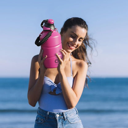 Insulated Half Gallon Water Bottle 64oz with Magnetic Lid,Stainless Steel Double-Wall Vacuum Leak Proof Sports Insulated Jug with Paracord Handle, Keep Water Hot & Cold for Outdoor,Gym