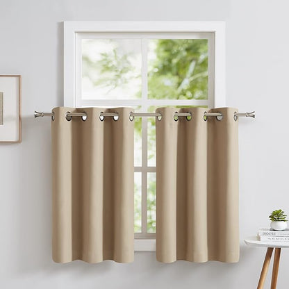 LinenZone Pair of 2 30 inch Wide x 36 Long Kitchen Tiers in Brown Color. Ideal for Any Kitchen, Bathroom or Dining Room.(Nicole 30 x 36, Taupe)