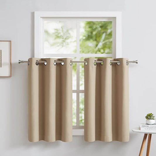 LinenZone Pair of 2 30 inch Wide x 36 Long Kitchen Tiers in Brown Color. Ideal for Any Kitchen, Bathroom or Dining Room.(Nicole 30 x 36, Taupe)