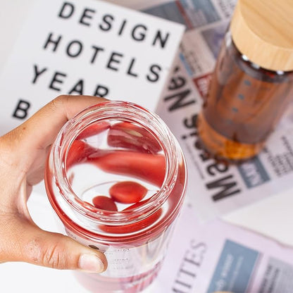 25oz Glass Water Bottle, Leak-Proof, with Stainless Steel Tea Infuser, BPA-Free, Suitable for Office, Car, Gym, and Travel, Reusable, for Hot and Cold Beverages (Circular-25oz)