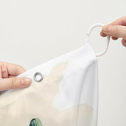 AILONEN Yak Shower Curtain Set, Desert Cactus Yak Polyester Waterproof Shower Curtain,Watercolour Sunset Warm Yellow Cloth Bath Curtain Set with Plastic Hooks,72" Wx72 H