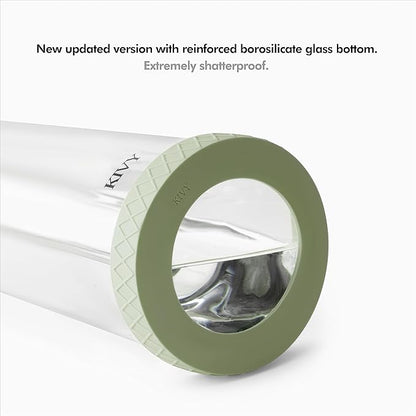 KIVY 32 oz Glass Water Bottle with Silicone Sleeve - BPA free Glass Water Bottles 32 oz - Green water bottles glass bottle clear - Borosilicate glass water bottle 32 oz - Glass drinking bottle