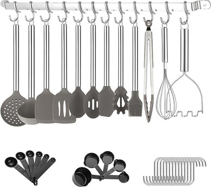 Kitchen Utensils Set, Kyraton 38 Piece Silicone kitchen Cooking Utensils Set with Utensil Rack, Spoon Spatula Set, Non-Stick kitchen Gadgets, Dishwasher Safe
