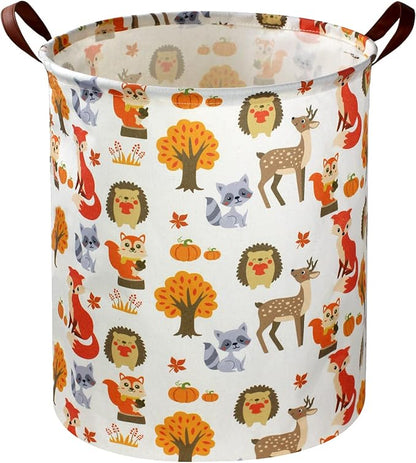 Kids Laundry Basket,Woodland Laundry Hamper Collapsible Animal Storage Baskets for Kids Room Decor,Nursery Hamper,Forest,Toy Organizer,Boys and Girls.(Forest animal) …