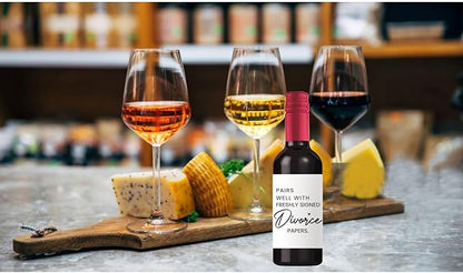 24 Pcs Mini Divorce Wine Labels, Divorce Breakup Gifts for Women Men Her, Divorce Party Decorations for Women, Pairs Well With Freshly Signed Divorce Papers Wine Bottle Stickers Labels