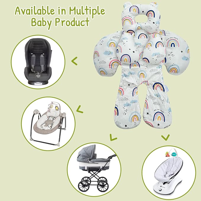 Baby Toddler Stroller Pillow for Newborn, Infant Car Seat Insert Carseat Sleeping Cushion, 2-in-1 Body Ultra-Soft Comfort Support