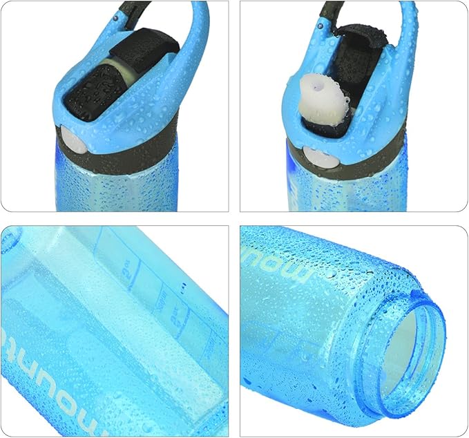 mountop Kids Water Bottle with Silicone Straw and Handle, Easy Use for Girls and Boys, BPA-free Water Bottle for Kids 14oz 400ml