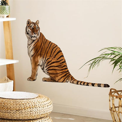 Lifelike Tiger Wall Decal 3D Animals Wall Sticker Safari Wall Decor for Nursery Kid'sroom School Classroom Livingroom Bedroom Bathroom Decoration (Lifelike Tiger 7)