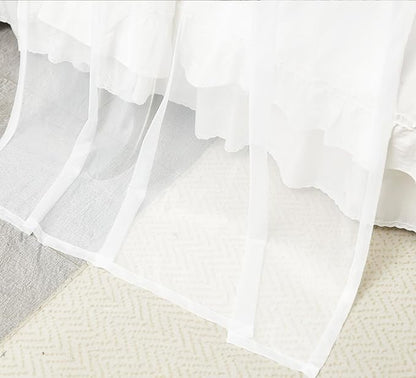 Akiky Canopy Bed Curtains with Light Princess Bed Canopy Scarf for Full/Queen Metal Bed Frame,Wood Frame Bed-2 Panel Sheer Curtain(Full/Queen,White)