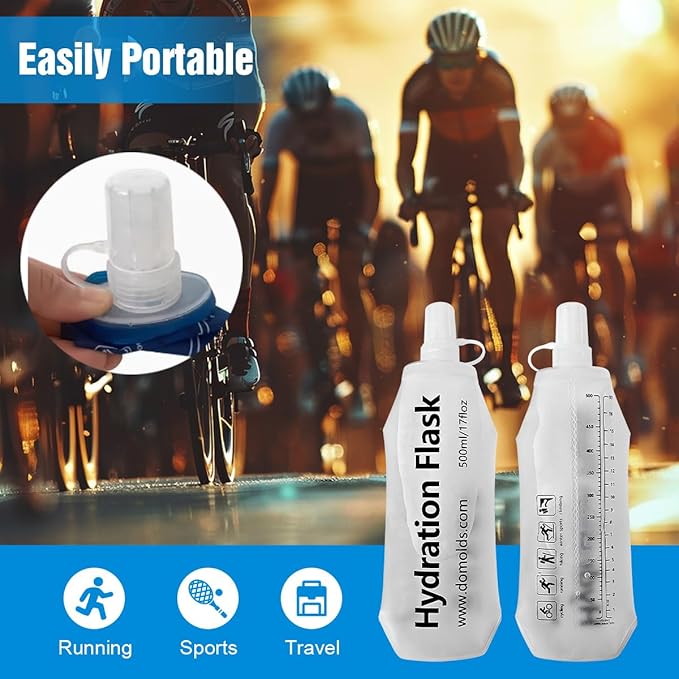 250ML Soft Flask, Running Water Bottle Foldable TPU Hydration Flask for Running Hydration Pack Cycling Hiking Marathon, Clear