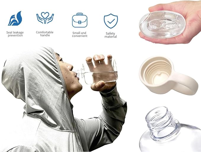 Portable Flat Water Bottle,12 oz BPA Free Plastic Travel Water Bottle for Camping, Fitness, Outdoor Sports, Fits Purse and Pocket - Clear (grey)