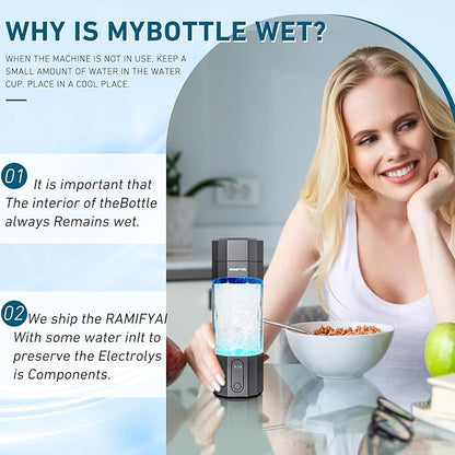 2024 New Upgrade 10000PPB Hydrogen Water Bottle Seven Colorful Light Double Anti-Slip and Leak-Proof Hydrogen Water Generator with Pressure Relief Valve-Gray