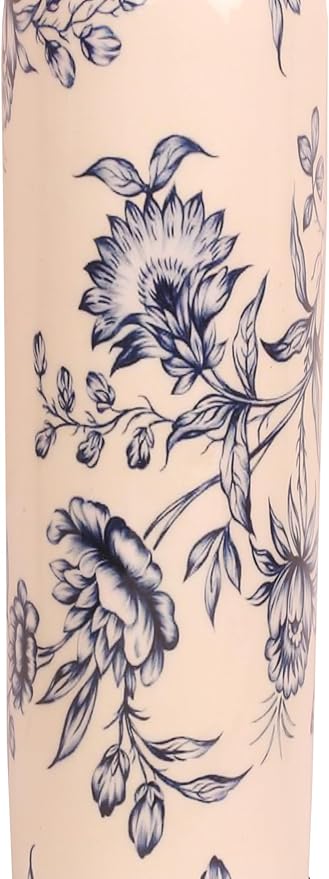 Pure Copper Water Bottle - Handcrafted - Ayurveda health benefits - Large 35 oz - Leak proof - Easy to carry for Sports, Fitness, Yoga, School - White Base Petals Vines Motifs Enamel