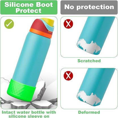 2PCS Silicone Water Bottle Boot for Owala 24oz 32oz 40oz, Anti-Slip Protective Sleeve Bottom Bumper Protector for FreeSip, Twist, and Flip Stainless Steel Water Bottles