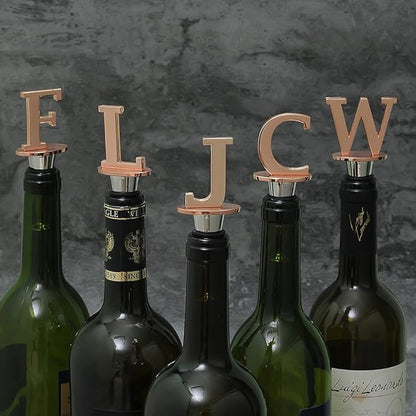 Miicol Wine Bottle Stopper, Prosecco Stopper, Rose Gold Wine Stopper, Personalised Champagne Stopper, Initial Wine Stopper, Funny Prosecco Gift, Wine Lovers Gift, Kitchen Decor, Letter L