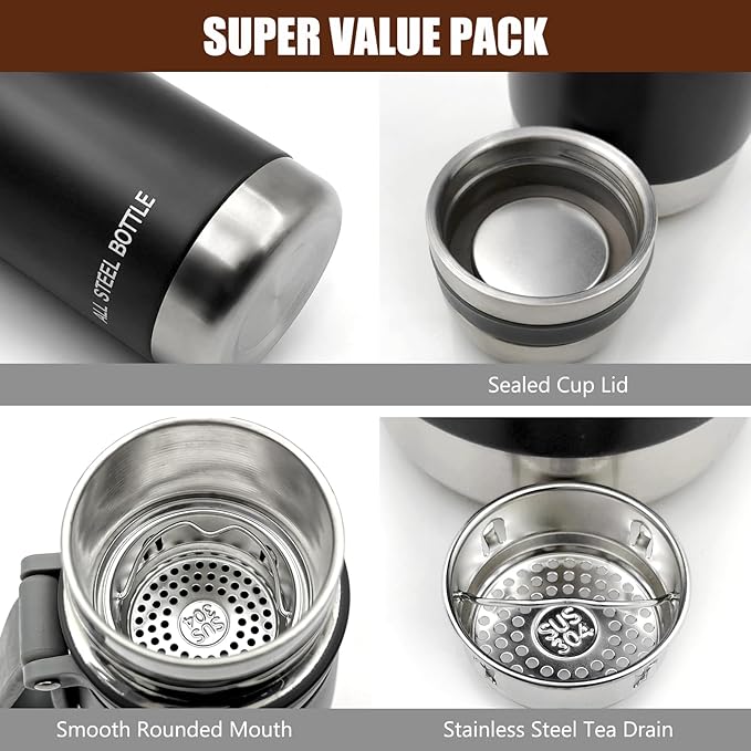 29oz Thermos for Hot and Cold Drinks, Coffee Thermos Water Bottle, Wide Mouth Thermal Cups- Leakproof Stainless Steel Insulated Thermos - Commute, Travel, and Picnic Friendly
