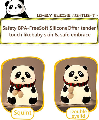 Panda Silicone Nursery Night Light Night Light for Kids, Panda Gifts, Cute LED Lamps for Teen Girls Bedroom,Bedroom Decorations Gifts for Toddlers,Kawaii Room Decor (Closed Eyes)