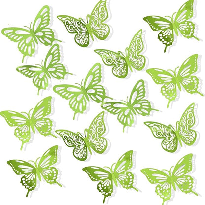 72Pcs 3D Butterfly Wall Decor 3 Sizes 3 Styles, Butterfly Decorations Party Birthday Cake Decoration, Removable Butterfly Wall Stickers for Kids Nursery Wedding Bedroom Room Decor(Green)