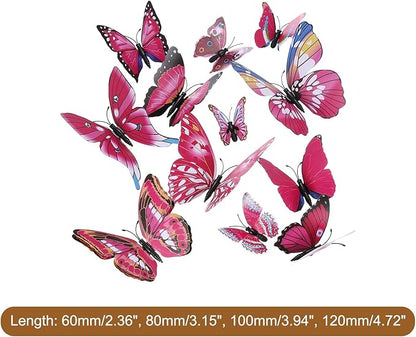 uxcell 120Pcs 3D Beautiful Butterfly Removable DIY Wall Stickers for Bedroom Living Room TV Background Decorations, Plum