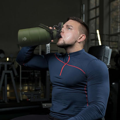 Insulated Half Gallon Water Bottle 64oz with Magnetic Lid,Stainless Steel Double-Wall Vacuum Leak Proof Sports Insulated Jug with Paracord Handle, Keep Water Hot & Cold for Outdoor,Gym