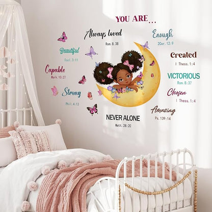 Black Girl Inspirational Wall Decals Inspirational Quotes Wall Decals Positive Words Motivational Lettering African American Wall Stickers for Baby Toddler Room Decorations Nursery Playroom Bedroom