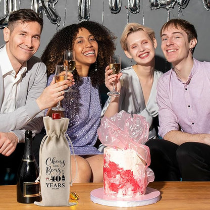 40th Birthday Decorations for Women Her Him, 40th Birthday Gifts for Women Wine Bag, 40 Years Old Birthday Wine Gifts Bag, Forty Birthday Gifts for Women Her Sister Friends Wine Gift Bag