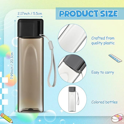 Mifoci 20 Pieces Water Bottle Bulk 17 oz Plastic Water Bottles Bulk Gym Sports Adults Reusable Large Water Bottles for Outdoor Fitness(Grey, White, Black,Rectangle)