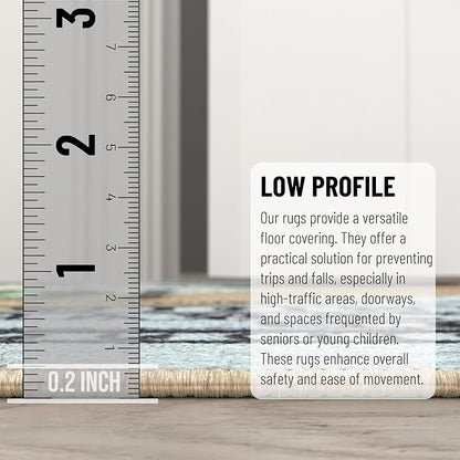 Ottomanson Machine Washable $100 Bill Design Indoor 22x53 Modern Runner Rug for Hallway, Kitchen, Bedroom, 22" x 53", Green/Multicolor