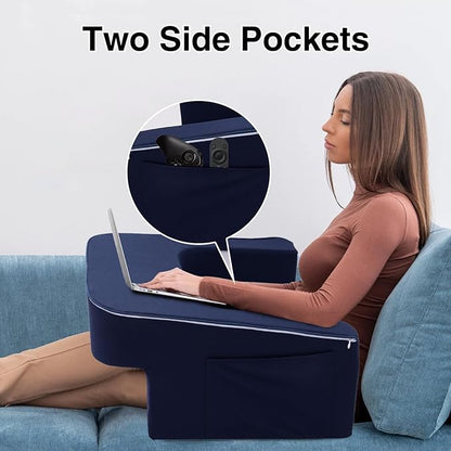 A Nice Night Lap Desk Rest Pillow for Adult,TV Trays Bed Pillow, Memory Foam Rest Pillow for Reading, Working, Playing Switch or Sitting in Bed Sofa Floor,Navy