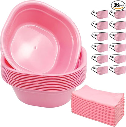 36 Pcs Kids Foot Spa Kit for Girls, Spa Party Supplies for Girls with 12 Pcs Foot Tub & 12 Pcs Pink Hand Towels & 12 Pcs Eye Masks for Girls Sleepover Slumber Party Supplies (Pink)