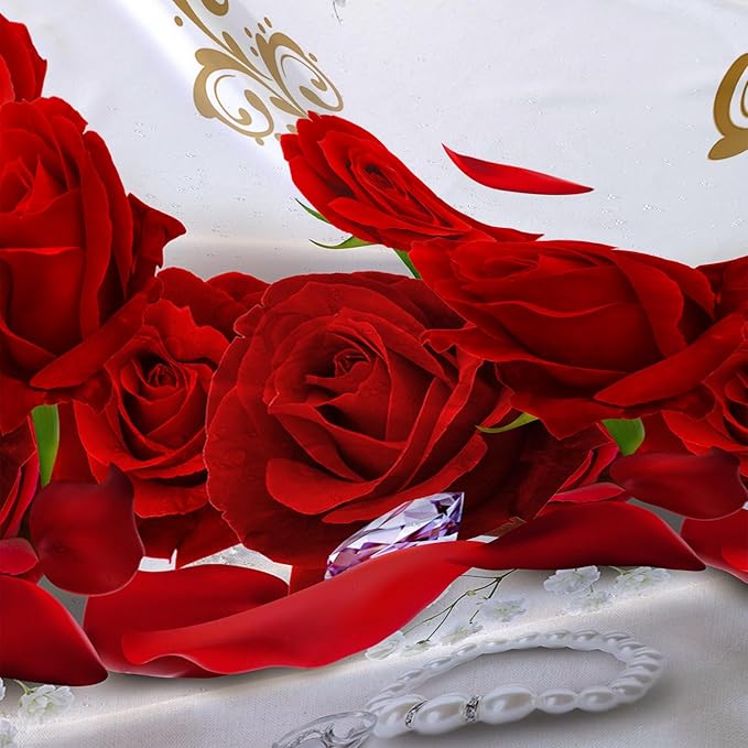 AILONEN Rose Flower Shower Curtain for Bathroom,Red Rose Bathroom Curtain for Girls Women,Romantic Flower Bath Curtain 72" W*78" H Polyester Waterproof Bathroom Curtain with 12 Hooks