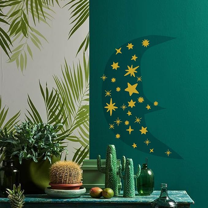 Sparkles and Stars Wall Decals, 300 Stars Wall Sticker, Sparkle Wall Decal, Space Kids Room Decor, Nursery Wall Art, Celestial Wall Stickers(Golden)