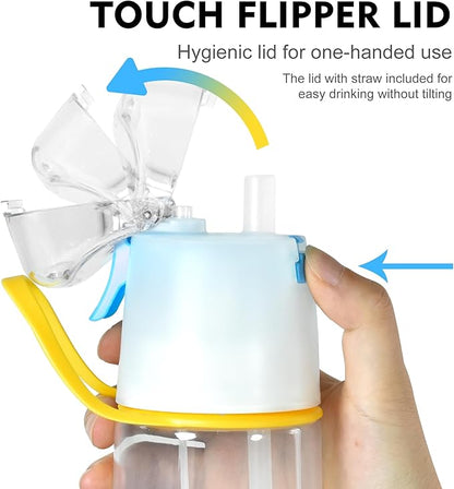 24 oz Sports Water Bottle with Spray Mist, Portable Water Mister Spray Bottle for Drinking, 2-In-1 Mist and Sip Bpa-Free Plastic Misting Water Bottle For Fitness and Outdoor, Black 1 Pack