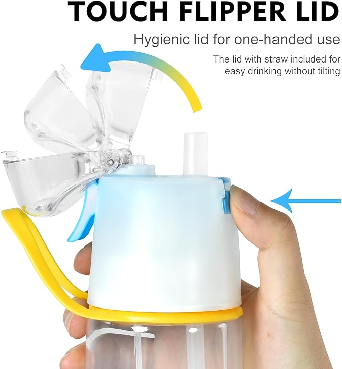 24 oz Sports Water Bottle with Spray Mist, Portable Water Mister Spray Bottle for Drinking, 2-in-1 Mist and Sip Bpa-Free Plastic Misting Water Bottle for Fitness and Outdoor, Blue 1 Pack