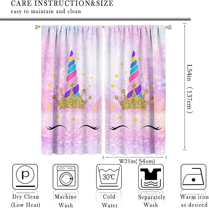 Kids Unicorn Curtains Kids Girls Boys Rainbow Unicorn Pattern Blackout Curtains Bedroom Curtains 42x54 Inches 2 Panels