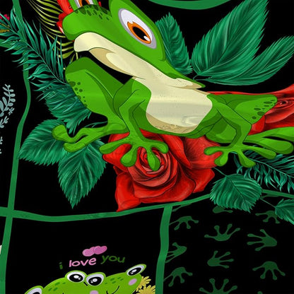 AILONEN Cartoon Frog Shower Curtain 72" W*96" H,Funny Frog Cartoon Green Animal Shower Curtain,Frog Lover Curtain Bathroom Decor Shower Curtain with 12 Hooks