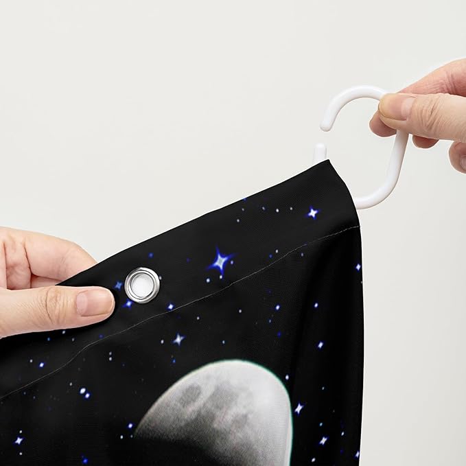 AILONEN Colorful Moth Shower Curtain,Sun and Moon Shower Curtain Set for Kids Girls Boys,Boho Natural Flowers Bath Curtain,Starry Night Bathroom Decor Shower Curtain with 12 Hooks,72" W*84" H