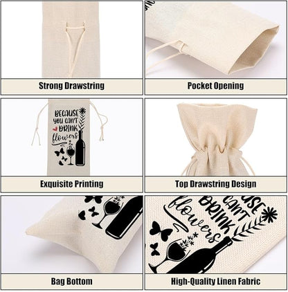 Funny Wine Quotes Wine Bag Wine Tasting Party Supplies for Wine Lovers Women Men Mum Groom Friend Christmas Birthday Wedding Bachelorrette Party Wine Bags