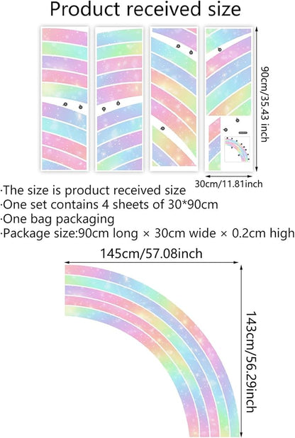 Waterproof Removable Vinyl Huge Rainbow Wall Decal Sticker for Nursery Kidsroom School Classroom Livingroom Bedroom Bathroom Decorations Art Kids Graduation Boho Cute Decals