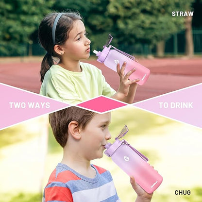 32oz Water Bottle with Removable Straw and Spout Lid Two Ways to Drink, 18/10 Stainless Steel Insulated Water Bottle, BPA-Free, Leak Proof, Double wall, for Sports, Gym